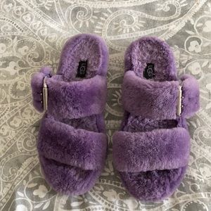 Furry Ugg Purple Slipper/Sandals lightly worn